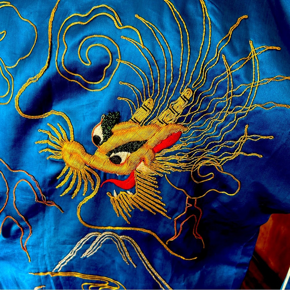 Silk Kimono Embroidered Detail 👘